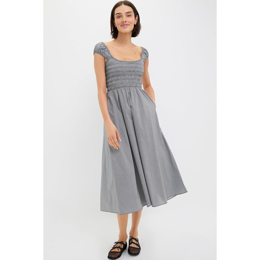 FAITHFULL THE BRAND Black Gingham Amelie Midi Dress Size XL (US SIZE 10) NWT